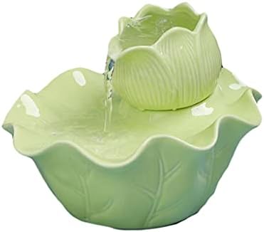 Lotus Tabletop Fountain Ceramic Indoor Water Feature Green