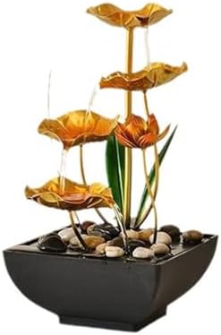 4 Layer Metal Lotus Tabletop Water Fountain for Home Office Decor