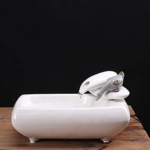 EVSER Water Fountain Tabletop Rectangular Ceramic Basin Indoor Fountain for Office Home Decoration