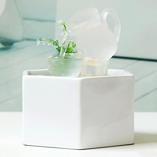 White Tabletop Fountain with Teapot Teacup Design