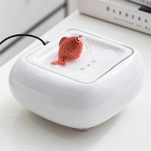 Cute Little Red Fish Spout Ceramic Tabletop Fountain for Home Office Bedroom Decor