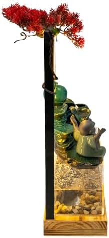 Tabletop Buddha Water Fountain with LED Light for Good Luck Wealth Decor