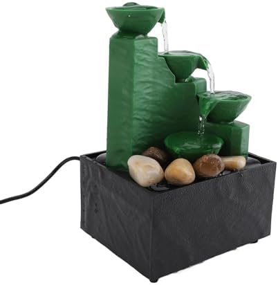 Tabletop Fountain Ornament with LED Light Emerald Green