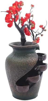 Flower Vase Waterfall Fountain Tabletop Indoor Feng Shui Decor