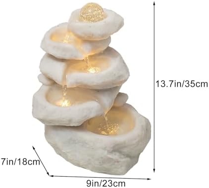 Resin Desktop Fountain with LED Light White