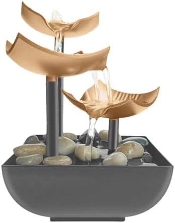 Tabletop Water Fountain with LED Light Indoor Zen Decor
