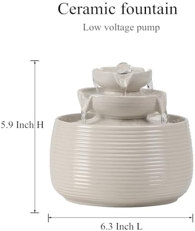 Ceramic Tabletop Fountain Indoor Outdoor Water Feature