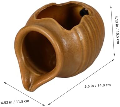 Classic Yellow Tabletop Fountain Ceramic Water Jar Indoor Zen Decor