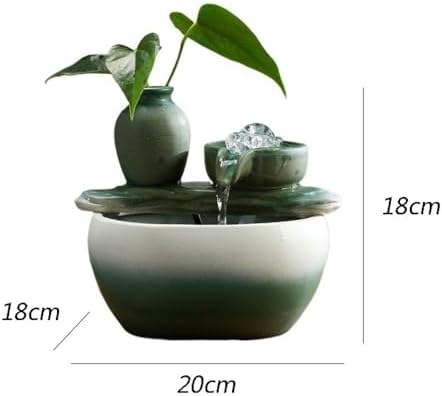 Green Tabletop Water Fountain for Home or Office Decor