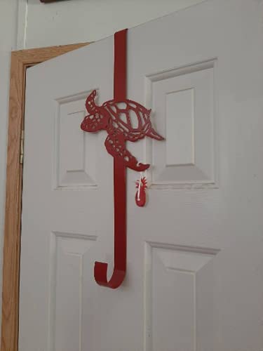 Sea Turtle Wreath Door Hook Orange 13 Inches Long