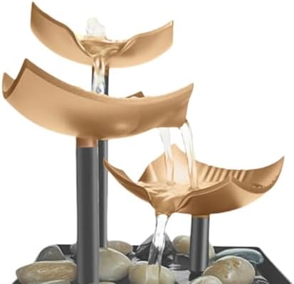 Tabletop Water Fountain with LED Light Indoor Zen Decor
