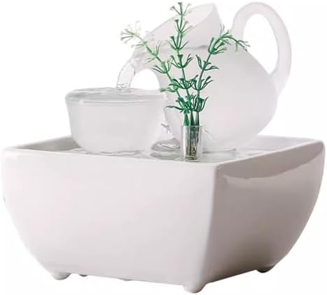Small Glass Tabletop Fountain with Flowing Water Column