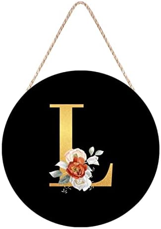Farmhouse Front Door Hanger Rose Gold Initial Letter L Wood Sign 10x10in