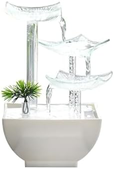3 Layer Tabletop Waterfall Fountain with Glass Lotus Leaf
