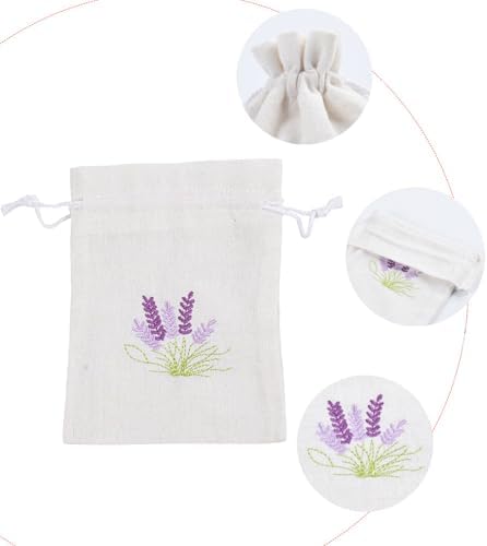 Set of 10 Cotton Linen Scented Drawstring Bags for Jewelry Storage