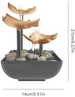 Tabletop Water Fountain with LED Light Indoor Zen Decor
