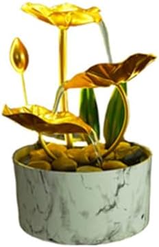 White Tabletop Fountain Indoor Metal Lotus Leaf Decor
