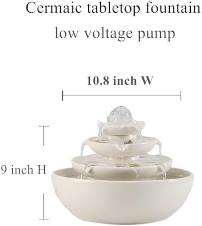 Modern White Ceramic Tabletop Fountain for Home Office Decor