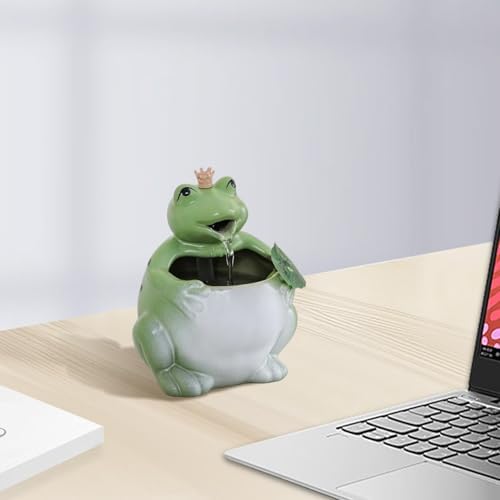 Cute Frog Tabletop Water Fountain with USB Pump