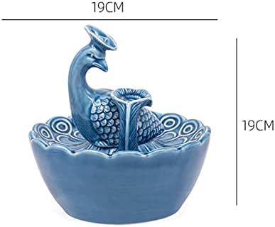 Peacock Tabletop Fountain Ceramic Indoor Decor