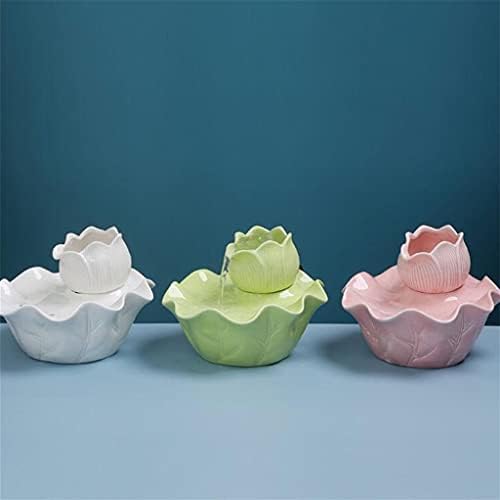 Lotus Tabletop Fountain Ceramic Indoor Water Feature Green