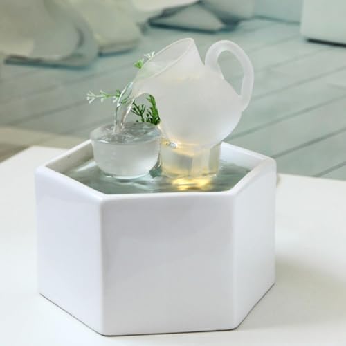 TOERVIOZ Tabletop Waterfall Fountain LED Lights Indoor Zen Decor