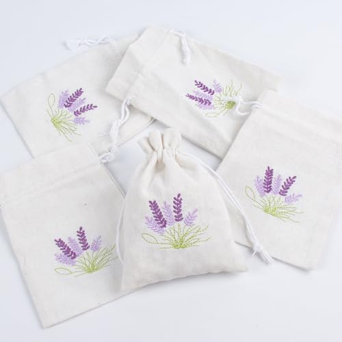 Set of 10 Cotton Linen Scented Lavender Bags for Jewelry Storage