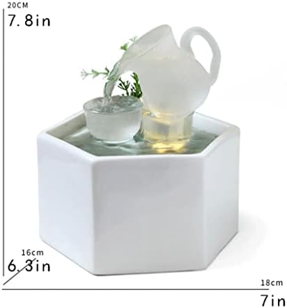 White Tabletop Fountain with Teapot Teacup Design