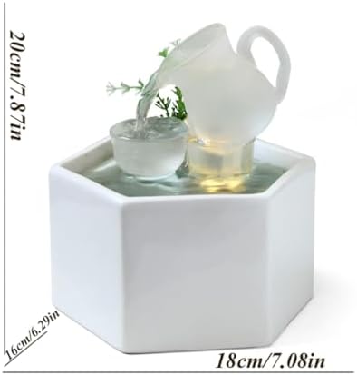TOERVIOZ Tabletop Waterfall Fountain LED Lights Indoor Zen Decor