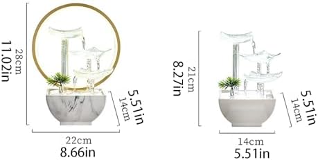 3 Layer Tabletop Waterfall Fountain with Glass Lotus Leaf