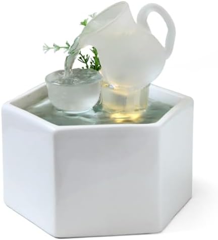 TOERVIOZ Tabletop Waterfall Fountain LED Lights Indoor Zen Decor