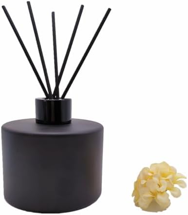 2PCS Matte Black Glass Diffuser Bottles with Essential Oil Sticks