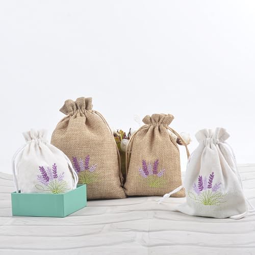 Set of 10 Cotton Linen Scented Drawstring Bags for Jewelry Storage