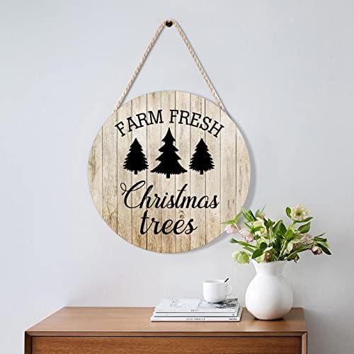 Farmhouse Door Hanger 12x12in Wood Wreath Sign Funny Holiday Decor