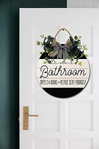 LERJIMUX Funny Bathroom Door Sign Wreath Decoration
