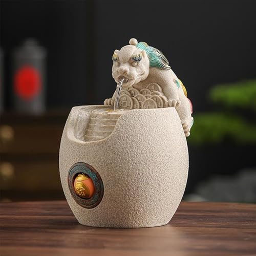 Ceramic Desktop Mini Waterfall Ornament Eco-Friendly Water Fountain for Home and Office