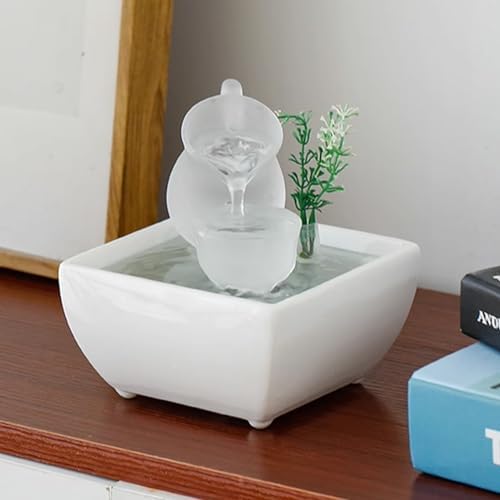 QETGISLL Indoor Tabletop Water Fountain with Calla Lily Design