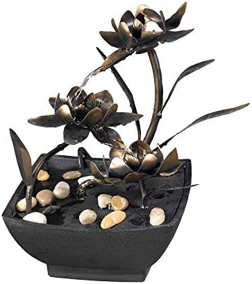 Jeco Cadono Metal Flower Tabletop Fountain 1