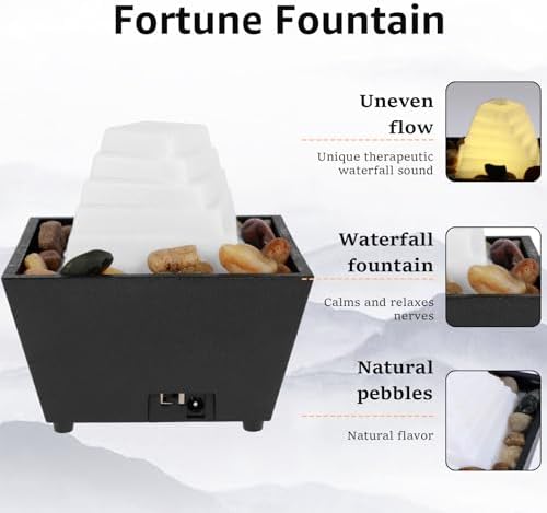 USB Tabletop Fountain with Light and Pebbles