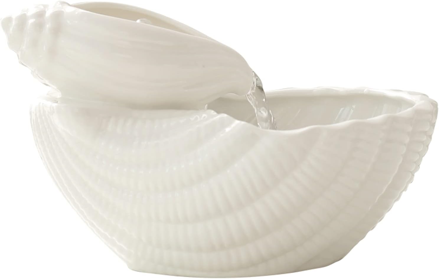 Conch Tabletop Fountain Ceramic Indoor Decor Home Office Bedroom Zen Relaxation
