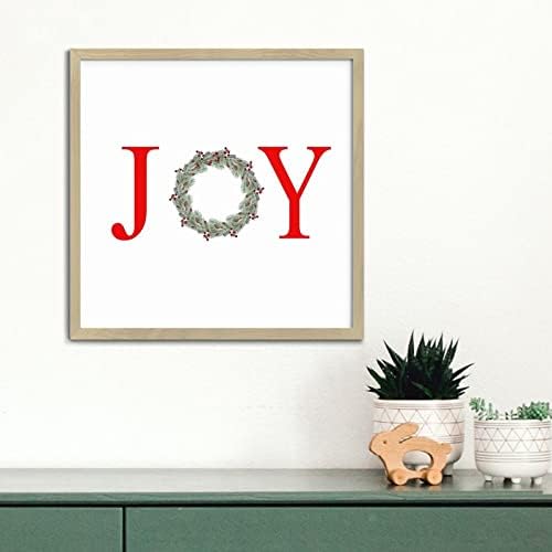 Letter Joy Winter Door Hanger Wreath Wood Framed Sign