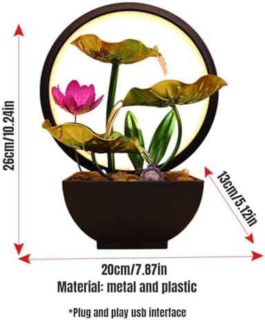 Indoor Waterfall Fountain with Light and Lotus Design