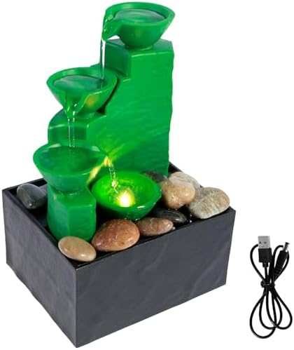 Emerald Green Tabletop Fountain with Light and Sound