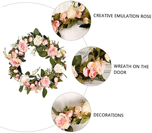 PRETYZOOM Artificial Rose Wreath Door Decor