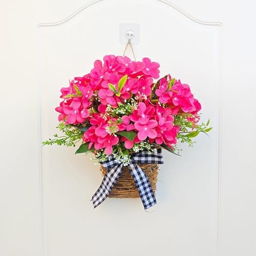 Artificial Geranium Door Wreath Basket Decor
