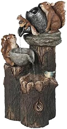 Tabletop Fountain with LED Light and Resin Statue