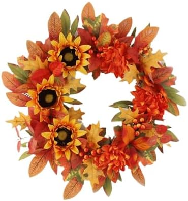 Orange Plastic Wreath 16x16 Inches Lightweight Home Decor
