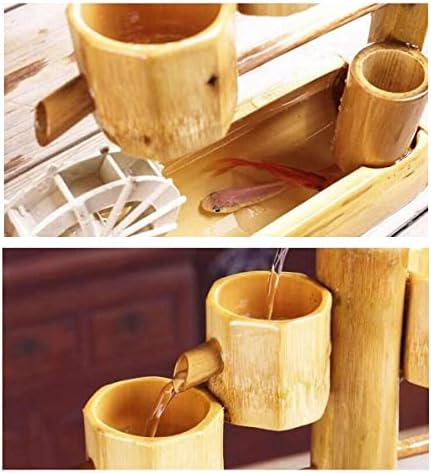Bamboo Tabletop Fountain with Flowing Water Humidifier Decor