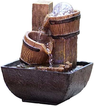BIOMICE Tabletop Water Fountain with Lights and Cascading Waterfall for Home Office Desk Relaxation