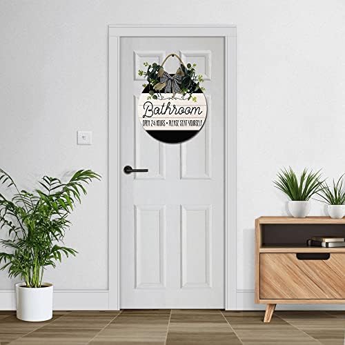 LERJIMUX Funny Bathroom Door Sign Wreath Decoration